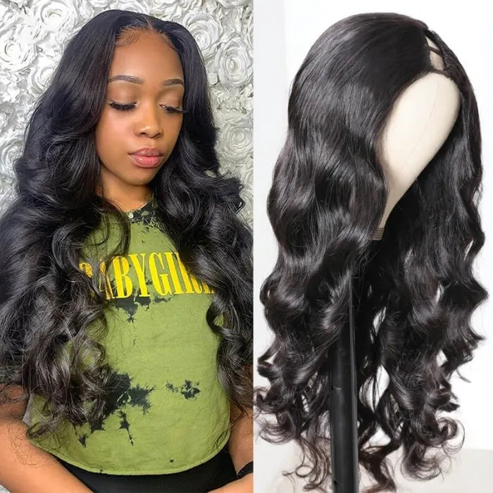 Body Wave U Part Human Hair Wigs Glueless Natural Looking Hairline