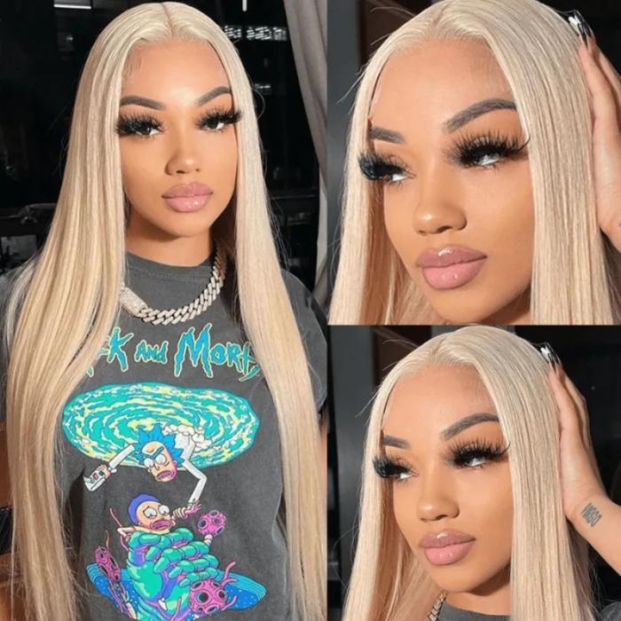 HD Lace 150% Density Straight Wig 613 Blond Color 4X4 Lace Closure Glueless Wig
