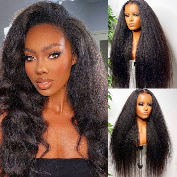 Super Fine HD Invisible Glueless Lace Wig Kinky Straight Hair