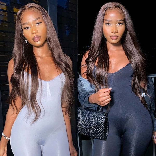 4x4 13x4 Lace Front Wigs #4 Dark Brown Colored Human Hair Wigs