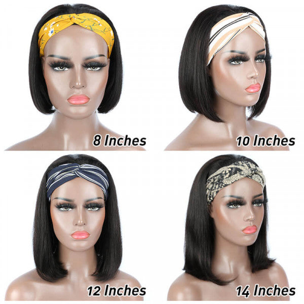 Pay 1 Get 3 Human Hair Headband Bob Wigs With Headbands Attached